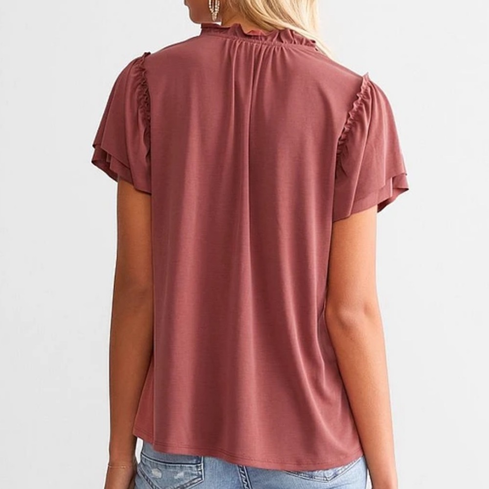 Daytrip | Brick Ruffle Sleeve Top - Picture 5 of 5